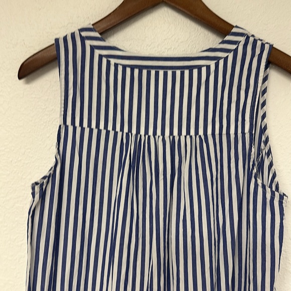 Pomander Place Tuckernuck Blue White Stripe Sleeveless Cotton Poplin Kenzo Dress - Picture 7 of 11